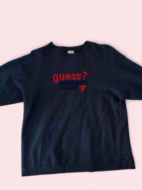Guess Black Crewneck Sweatshirt with Red Logo